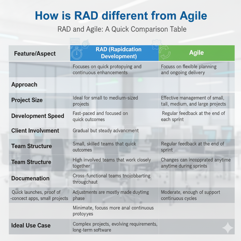 RAD and Agile: A Quick Comparison Table